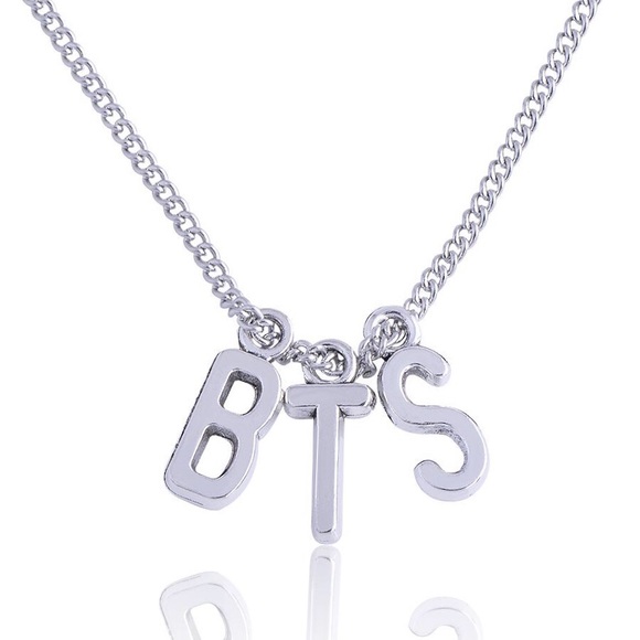 BTS Silver Chain Spellout Letters Necklace - Picture 1 of 7